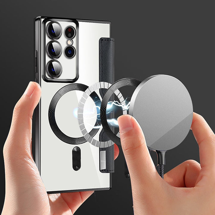 Sandsberg | Magnetyczna etui Flip do Samsunga | Skórzana struktura z uchwytem na palec