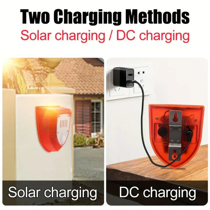 Solarne 129 dB światło alarmowe z czujnikiem ruchu