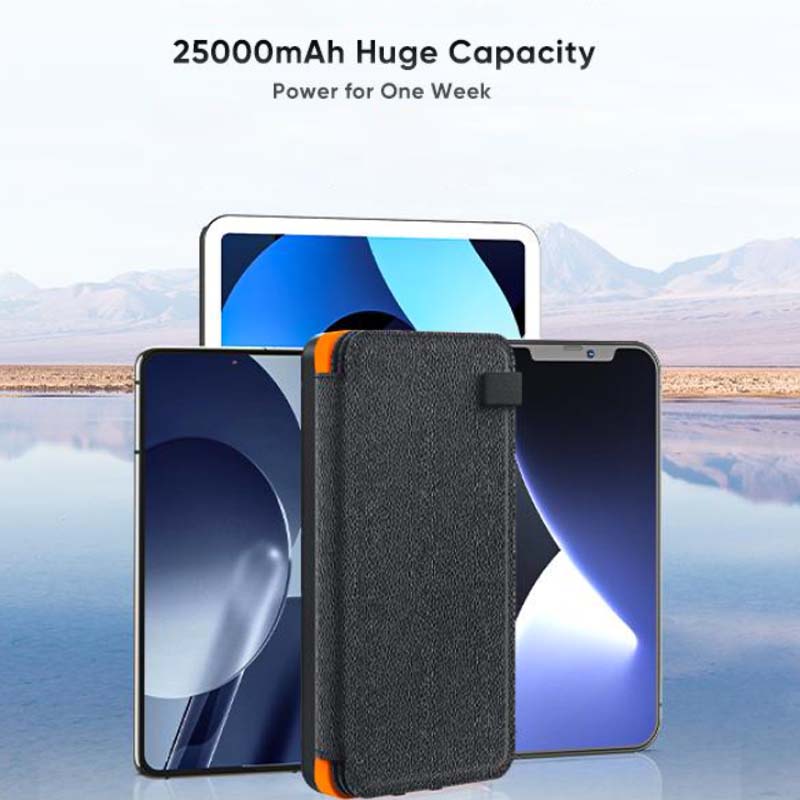 25000mAh Wysoka Pojemność Powerbank Solarny - Szybkie Ładowanie