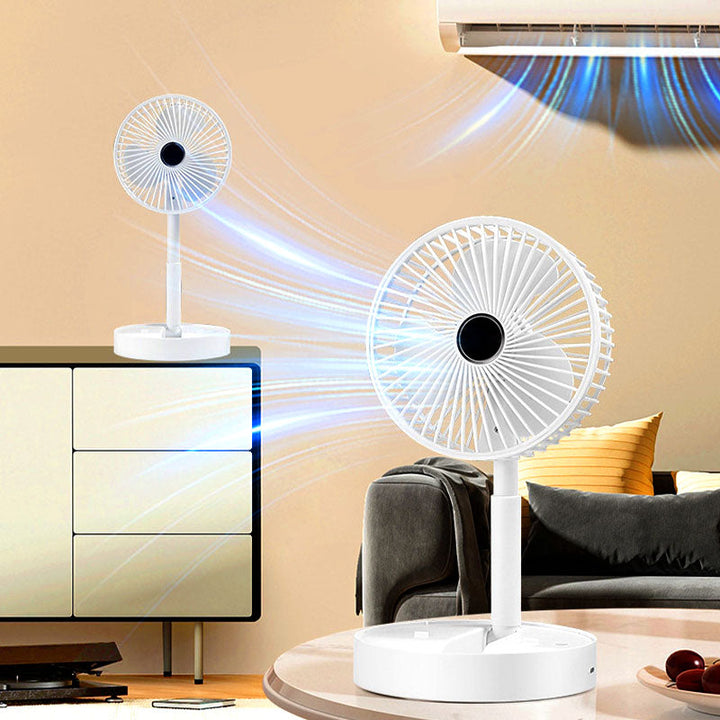 Ładowalny, składany wentylator teleskopowy USB – cichy, regulowany w 180°, 4 poziomy prędkości, przenośny ✨ | Karnz